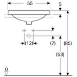 Lavabo empotrado serie Geberit VariForm, ovalado, con orificio para el grifo: B1=47.8cm, Toma de grifo=Centro,